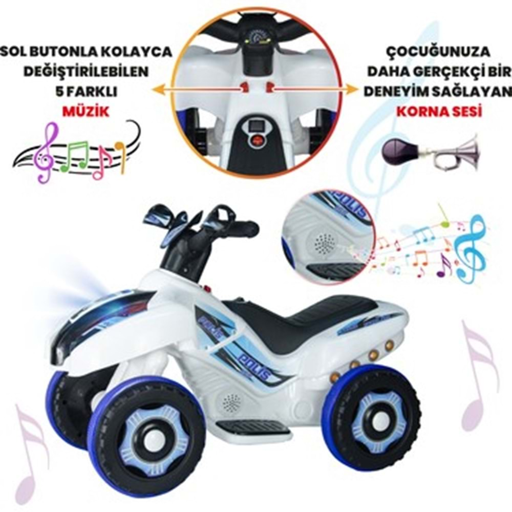 ATV 6V RANGER BEYAZ POLİS