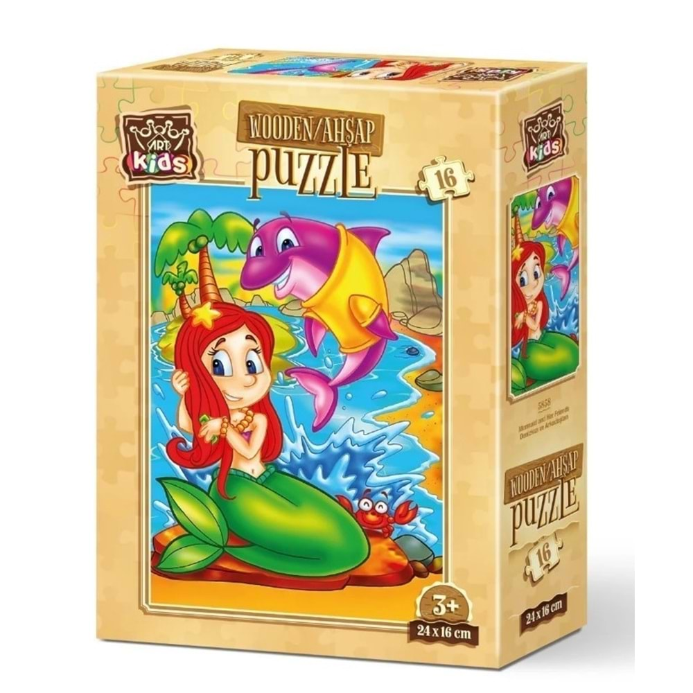 AHŞAP PUZZLE DENİZKIZI VE ARKADAŞLARI 16 PARÇA 5858 *12