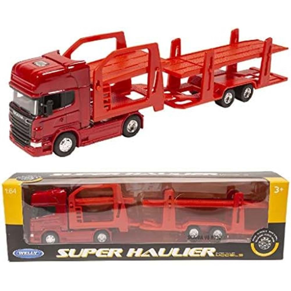 WELLY 1:64 SCANIA R730 CAR CARRIER 68023SS-F-GW*48