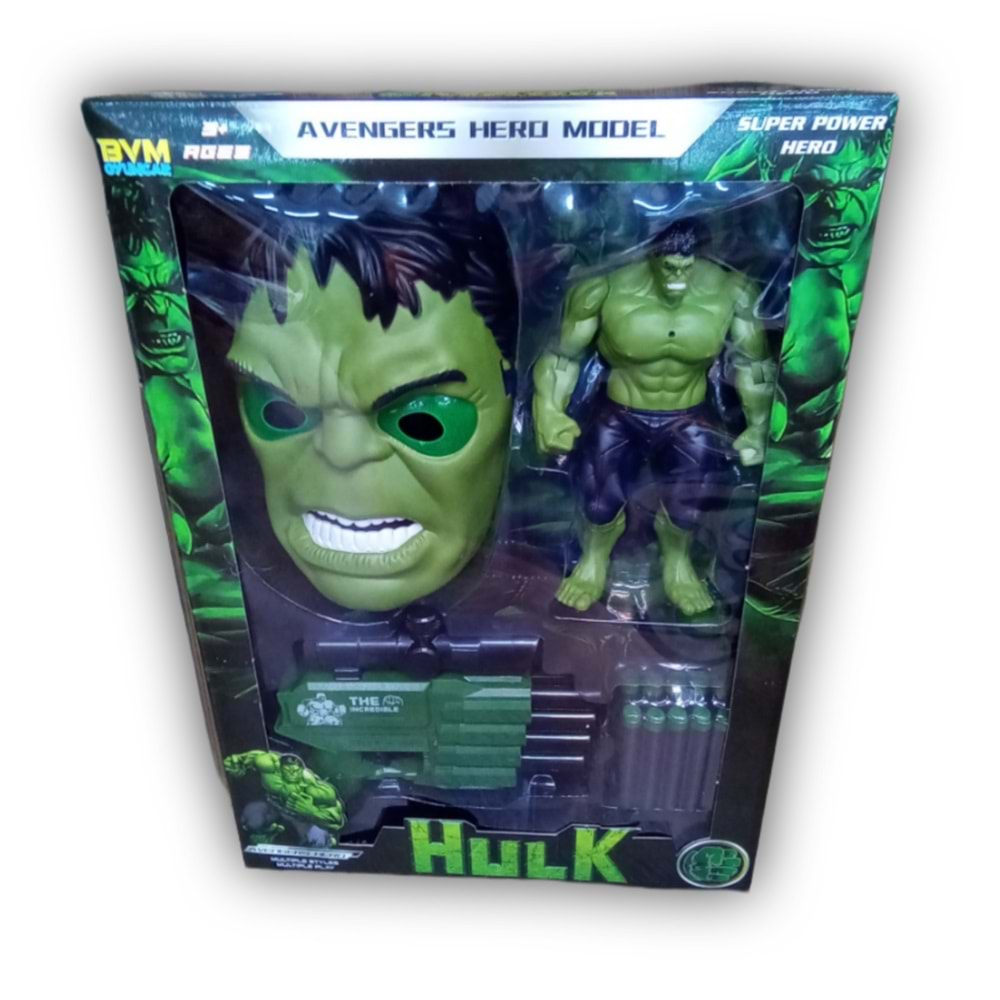 KUTULU MASKE HULK DART FIRLATICILI SET FAB.0250 *24