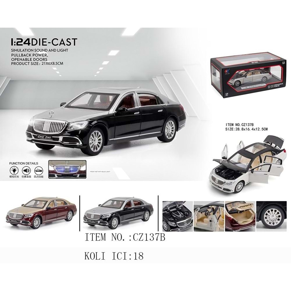 SESLİ IŞIKLI METAL MAYBACH MODEL ARAÇ CZ137B *18