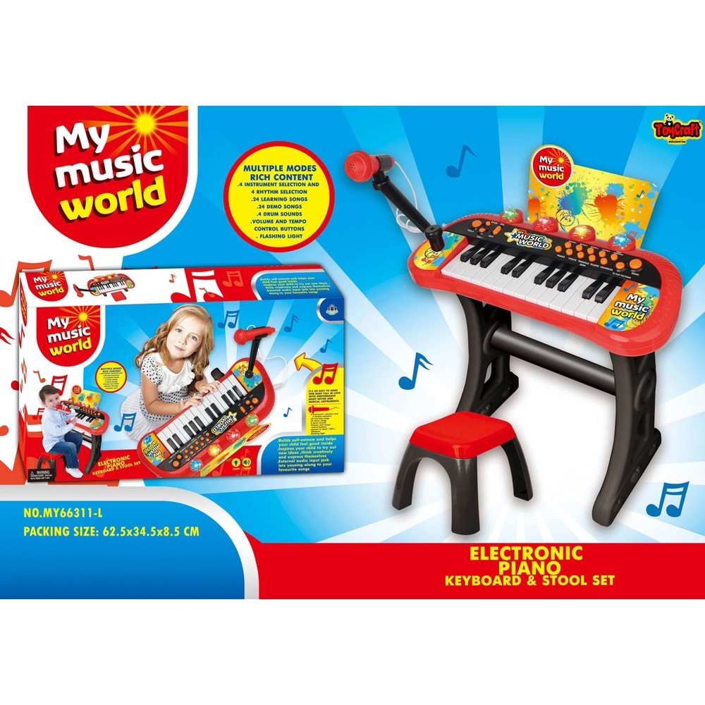 TOYCRAFT AYAKLI OTURAKLI MİKROFONLU ORG EĞLENCE SETİ MY66311-L * 12