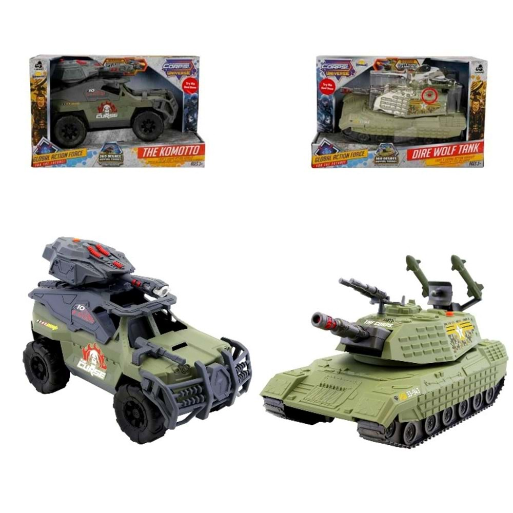 SUN-LNR-ASKER OYUN SET FİGÜR ASKER DIRE WOLF TANK&KOMOTTO IŞIKLI S00033834 *6