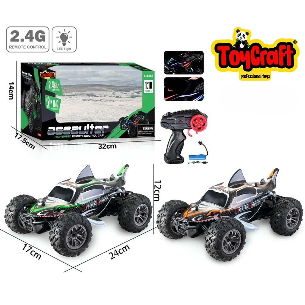 TOYCRAFT 1:18 IŞIKLI KÖPEK BALIĞI KUMANDALI ARABA *16 9040-15F