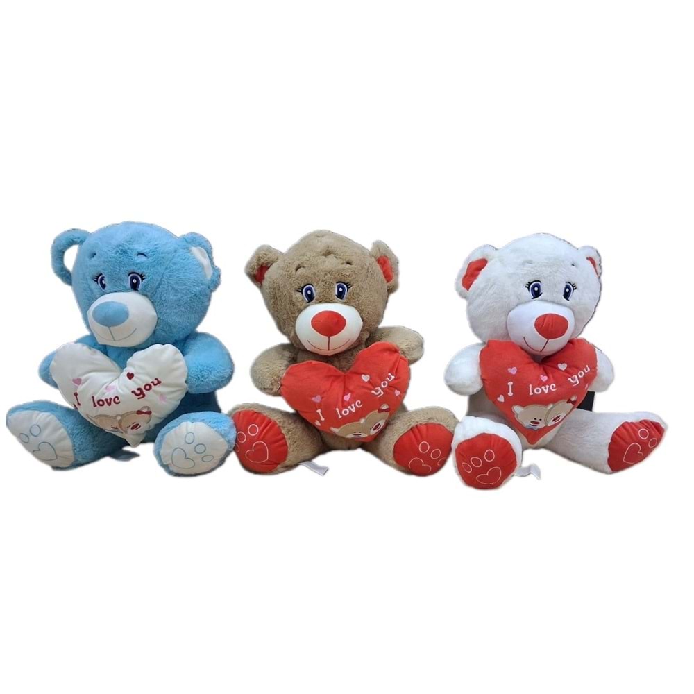 PELUŞ 45 CM KALPLİ KİRPİKLİ AYICIK 04047 *24