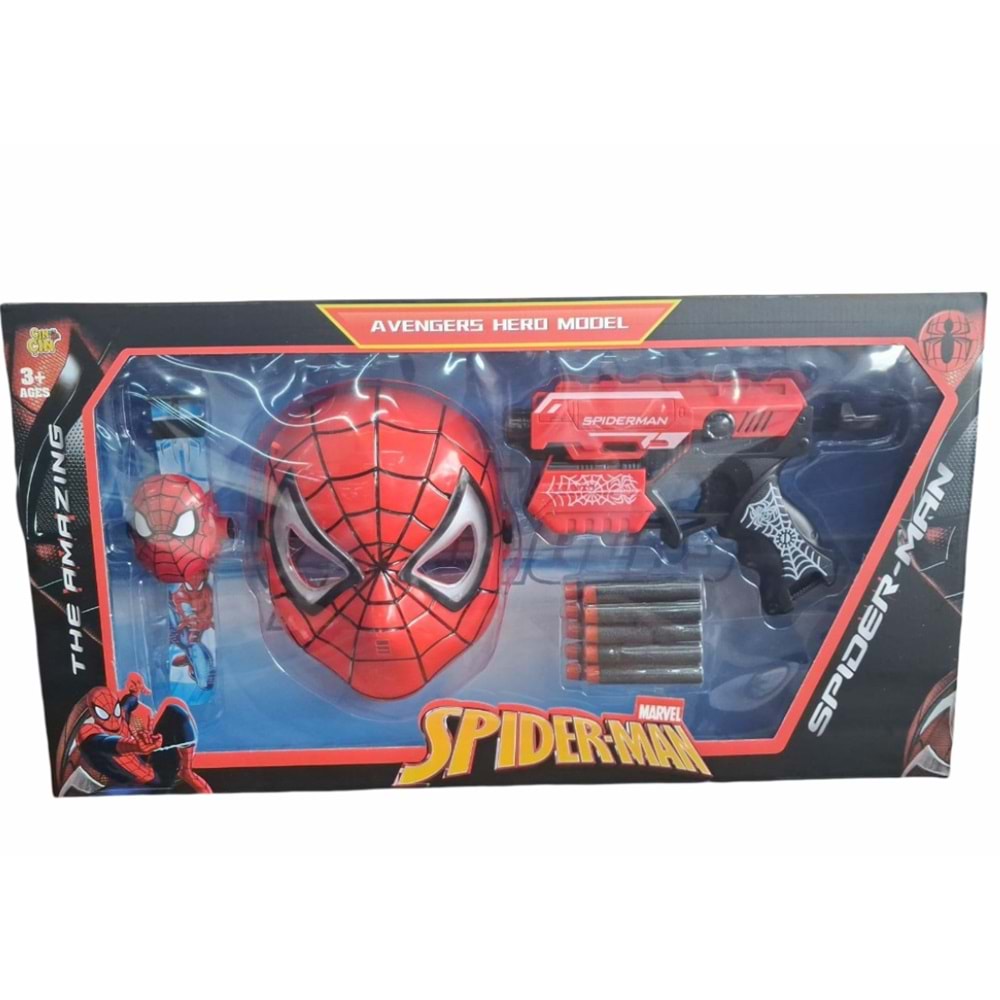 KUTULU SPIDERMAN+MASKE+SİLAH +SAAT FAB.1300 *24