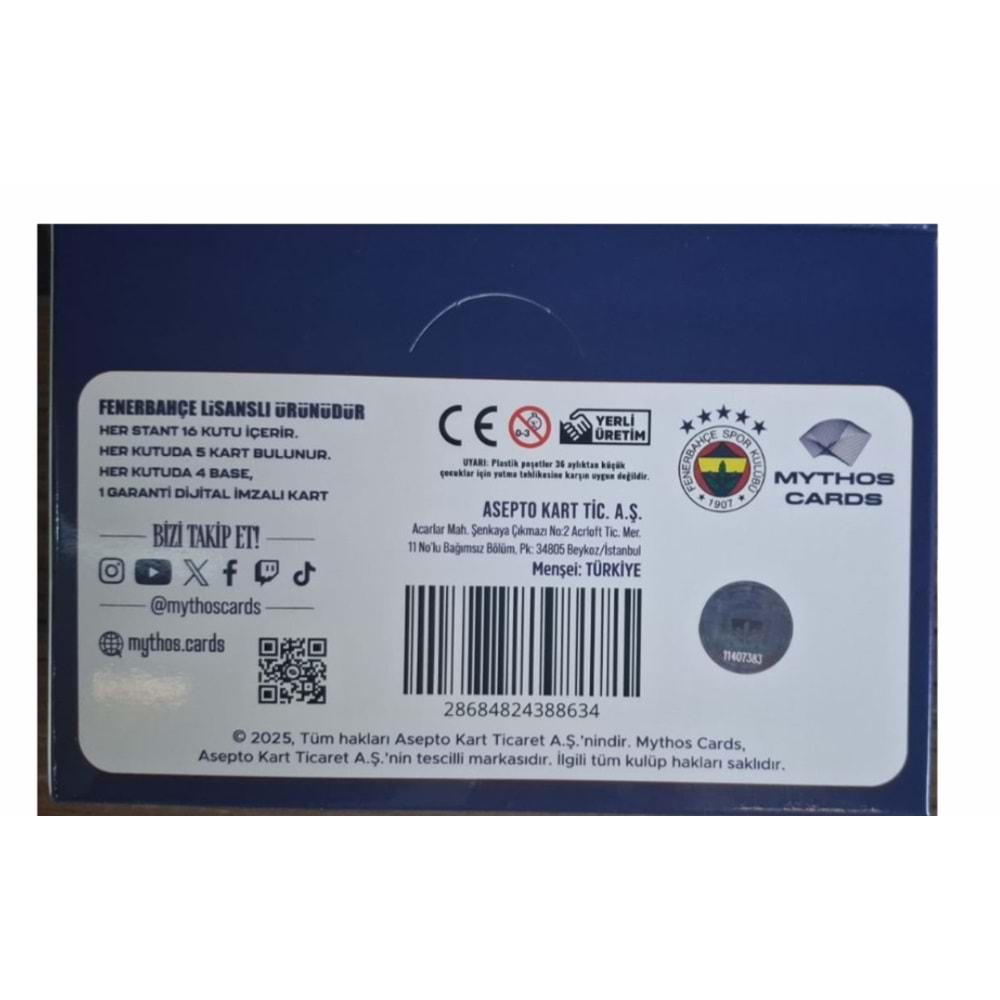 FENERBAHÇE LİSANSLI FUTBOLCU KARTI 16 PKT *384