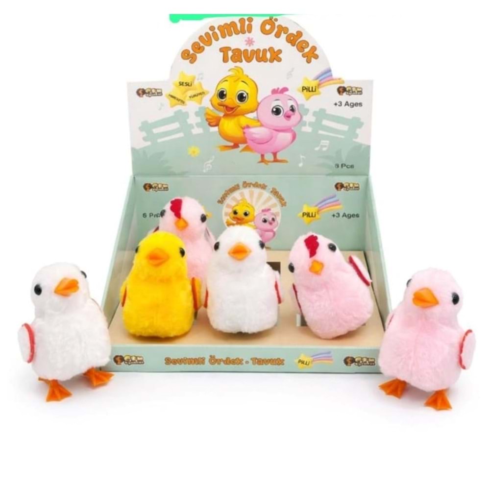 PİLLİ YÜRÜYEN SESLİ ÖRDEK VE TAVUK 6 LI PKT 2149 *36
