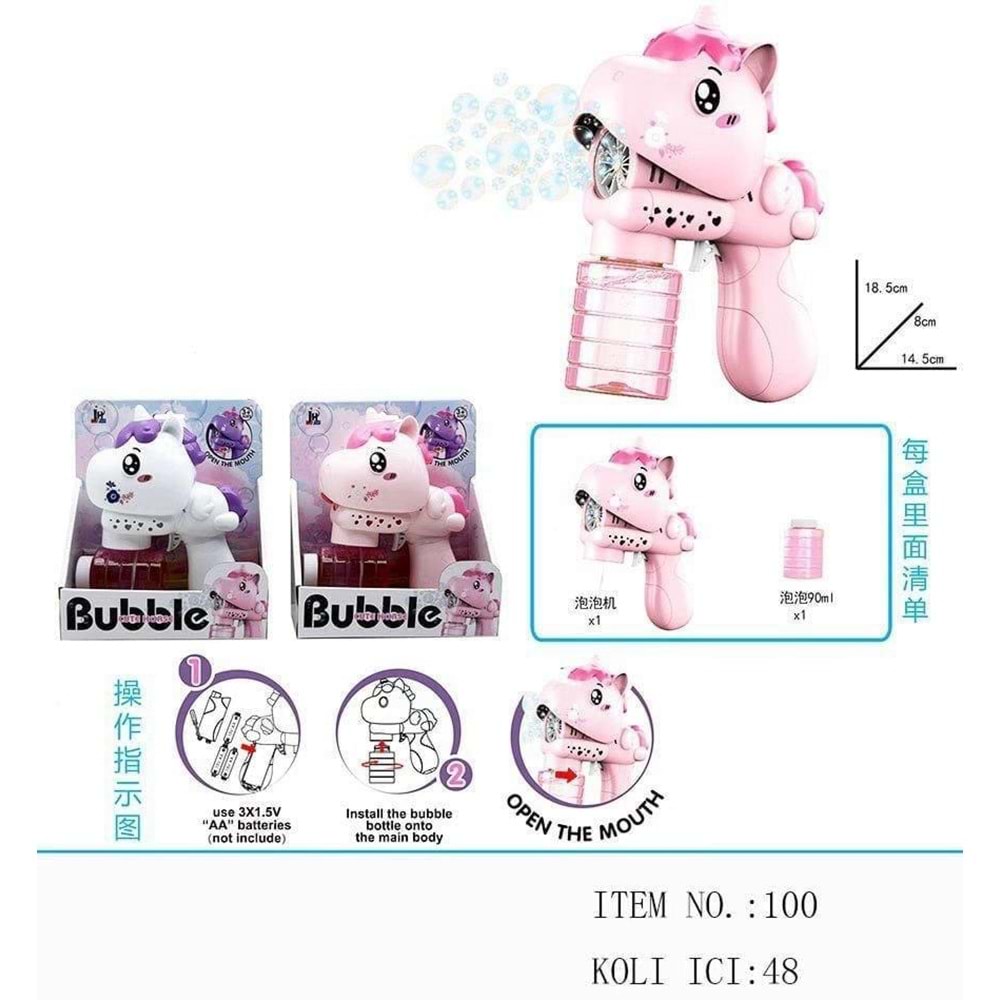 UNICORN OTOMATİK PİLLİ AĞZINI AÇAN KÖPÜK TABANCASI 100 *48
