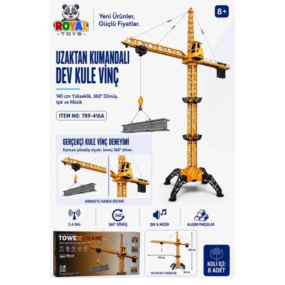 140 CM 1:8 KUMANDALI DEV METAL VİNÇ 789-416A *8