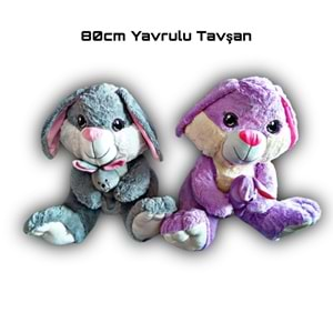 80CM PELUŞ YAVRULU TAVŞAN 03057