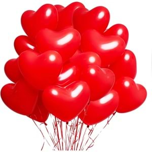 12 İNÇ 100LÜ KIRMIZI KALP BALON BALONEVİ