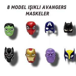 8 MODEL IŞIKLI MASKE (BATMAN-KAPTAN-SPİDERMAN-HULK) 3072 *136