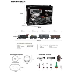 BÜYÜK ÖLÇEKLİ KLASİK BUHARLI TREN SETİ 1613G *8
