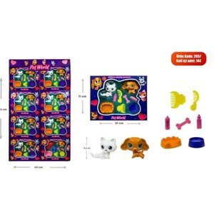 2Lİ MALZEMELİ MİNİŞ HAYVAN SET 16 LI STAND 2057 *144