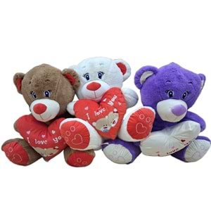 PELUŞ 60 CM KALPLİ KİRPİKLİ AYICIK 04048 *6