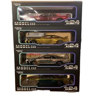 MODEL ARABA 1:24 PARLAK NİSSAN SKYLİNE GT-R R34 1901-300 *24