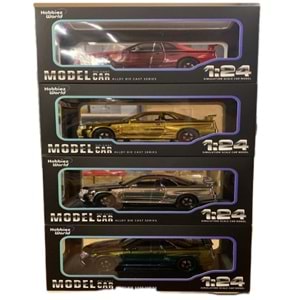MODEL ARABA 1:24 PARLAK NİSSAN SKYLİNE GT-R R34 1901-300 *24