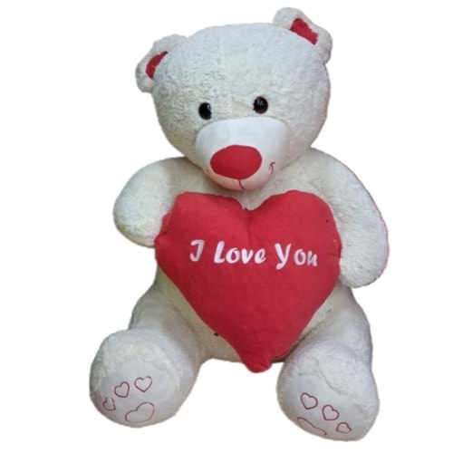 PELUŞ 100 CM OTURAN KALPLİ AYI KREM GLT-P104-100A