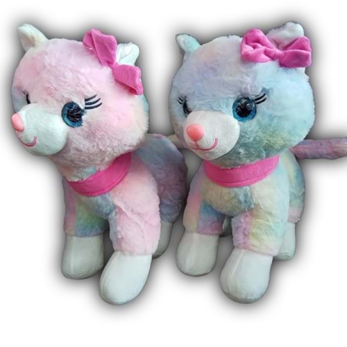 45 CM PEMBE TOKALI KEDİ RENKLİ PL62555*16