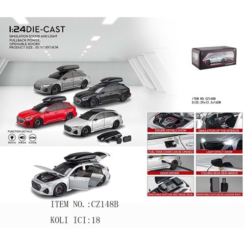 SESLİ IŞIKLI METAL AUDI RS6 MODEL ARAÇ CZ148B *18