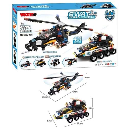 4 İN 1 SWAT ARAÇ LEGO SETLERİ 468PRÇ C0591