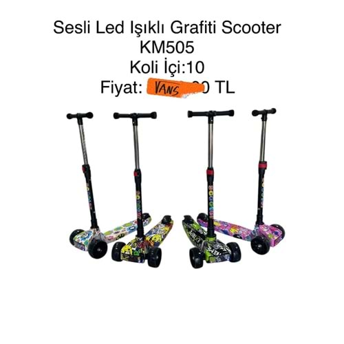 RENKLİ BASKILI IŞIKLI SESLİ SCOTER KM505 *10