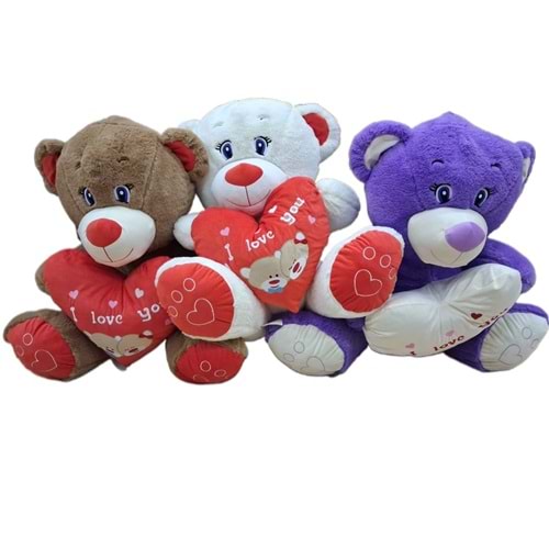 PELUŞ 60 CM KALPLİ KİRPİKLİ AYICIK 04048 *6