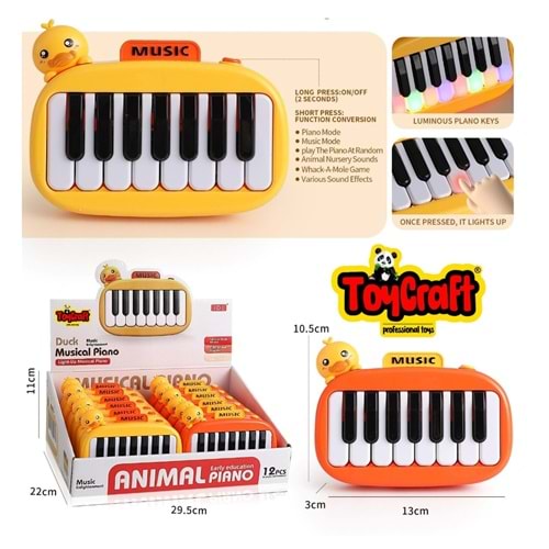 TOYCRAFT PİLLİ IŞIKLI BEBEK 12 OYUNLU ORG *120 8897-1B