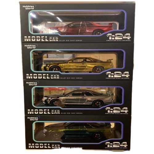 MODEL ARABA 1:24 PARLAK NİSSAN SKYLİNE GT-R R34 1901-300 *24