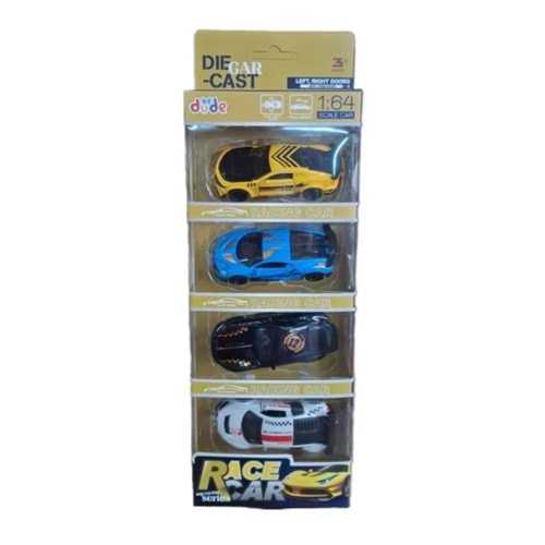 Seher 1:64 Çek Bırak Metal 4 lü Spor Araba Display 6422T *72