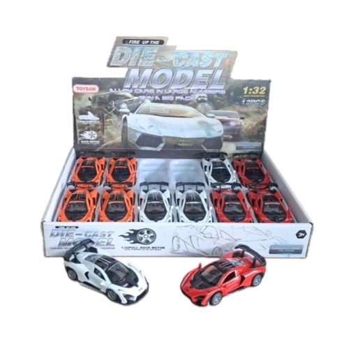 METAL ÇEKBIRAK ARABA 1:32 ÖLÇEK 12 Lİ PKT K174A39 *144