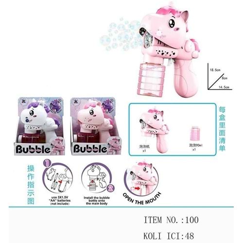 UNICORN OTOMATİK PİLLİ AĞZINI AÇAN KÖPÜK TABANCASI 100 *48