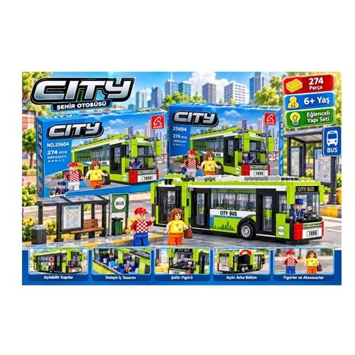 ASUNI LEGO CITY 274 PRÇ YEŞİL OTOBÜS 25604 *24