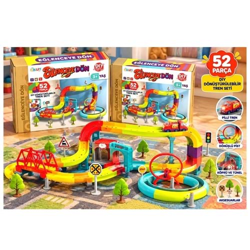 SEHER EĞLENCELİ DÖNDOLAŞ PİLLİ TREN 52PARÇA SH59317 *24