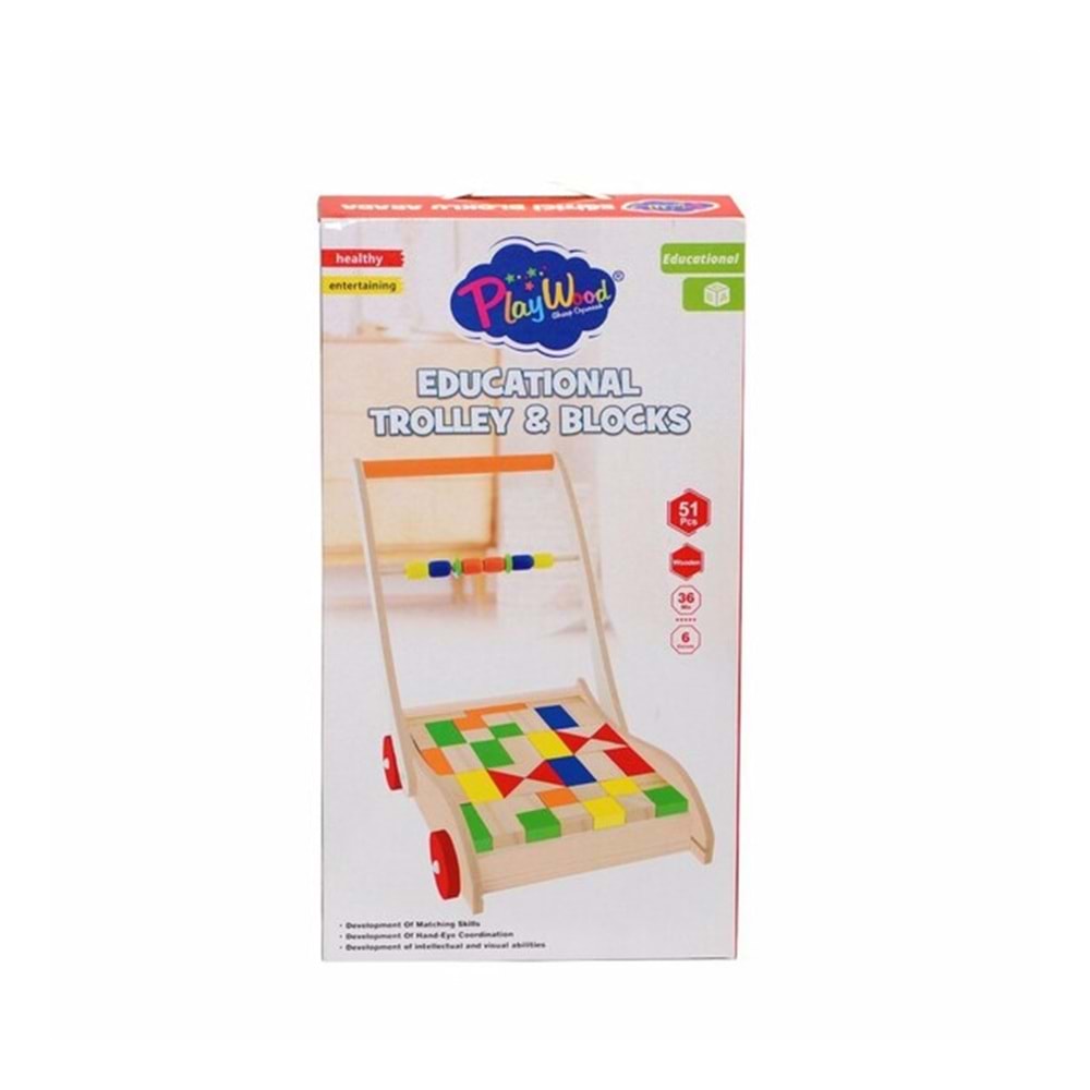 KUTUDA AHŞAP EĞİTİCİ BLOKLU ARABA ONY-373 * 10