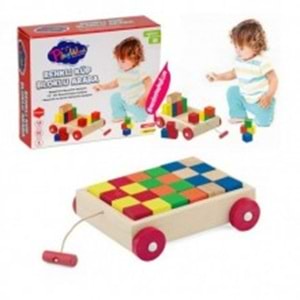KUTUDA AHŞAP RENKLİ KÜP BLOKLU ARABA ONY-312 * 36