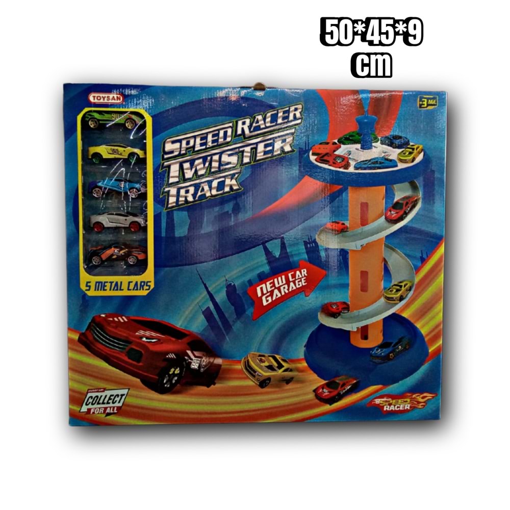 TOYSAN SPEED RACER TWİSTER TRACK 5METAL ARABALI TOY-37 *12