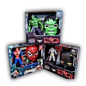 BATMAN-SPİDER-HULK MASKELİ SET 8818-15-16-17 *24