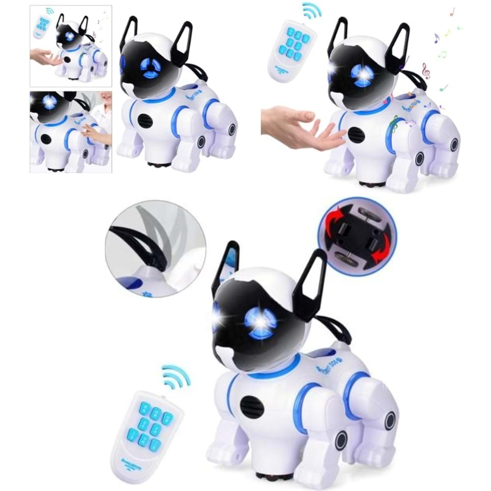 UZAKTAN KUMANDALI IŞIKLI VE SESLİ AKILLI ROBOT KÖPEK 2629-T9B *24