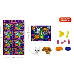 2Lİ MALZEMELİ MİNİŞ HAYVAN SET 16 LI STAND 2057 *144