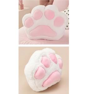 PELUŞ 30 CM KEDİ PATİ PEMBE BEYAZ YASTIK *32