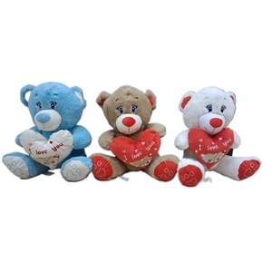 PELUŞ 45 CM KALPLİ KİRPİKLİ AYICIK 04047 *24