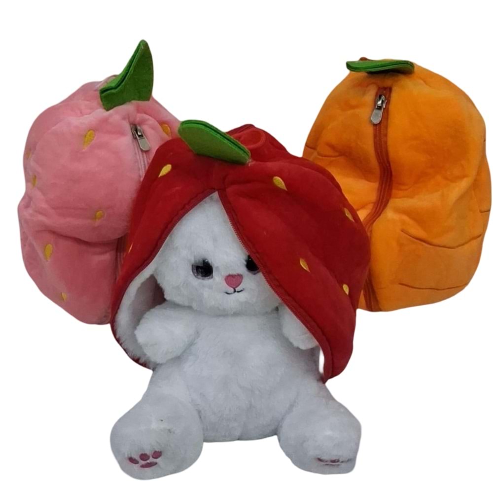 PELUŞ 25 CM ÇİLEK TAVŞAN FERMUARLI PL62965 *50