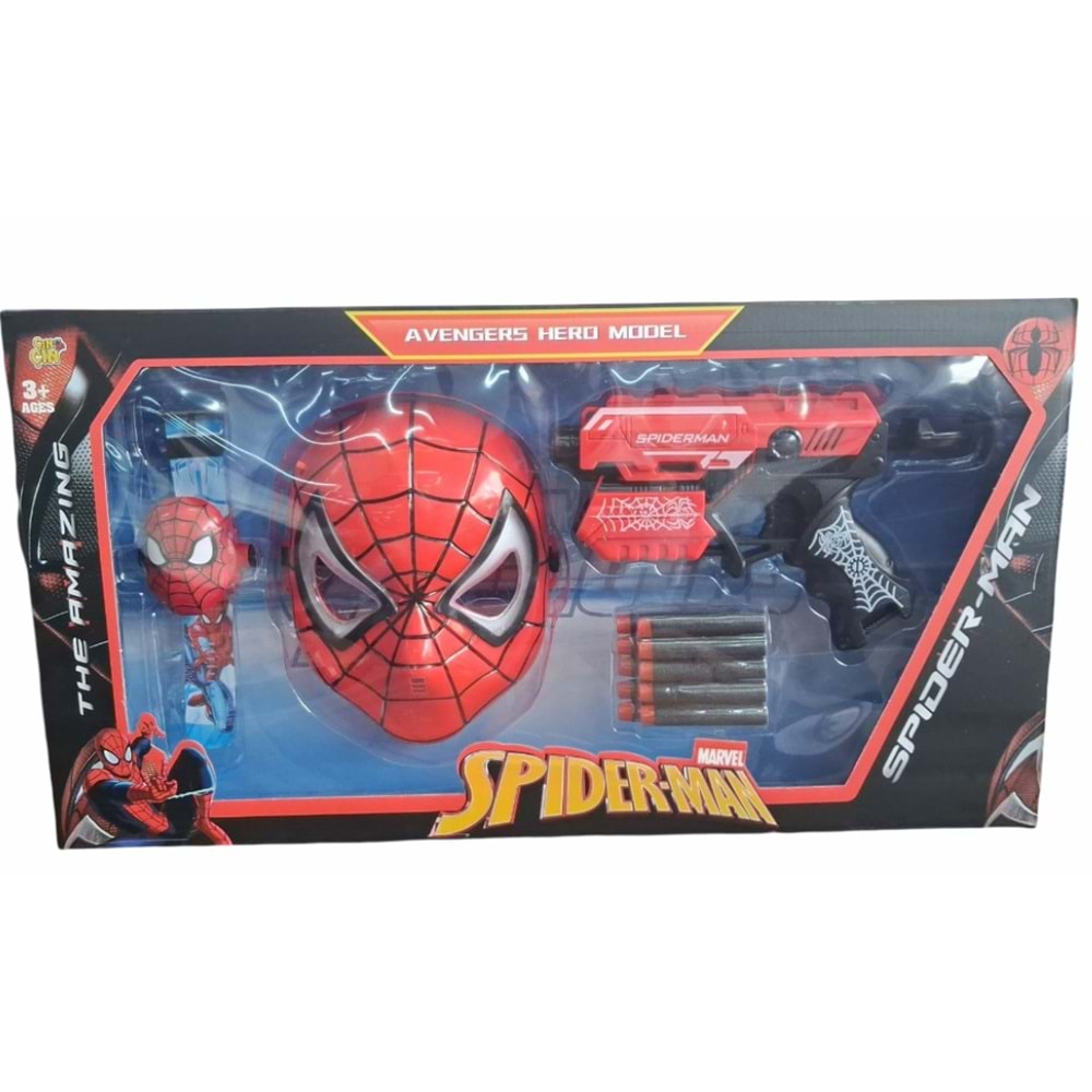 KUTULU SPIDERMAN+MASKE+SİLAH +SAAT FAB.1300 *24