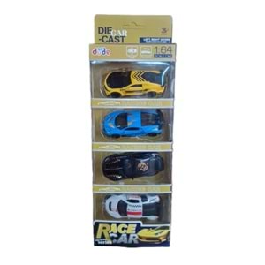 Seher 1:64 Çek Bırak Metal 4 lü Spor Araba Display 6422T *72