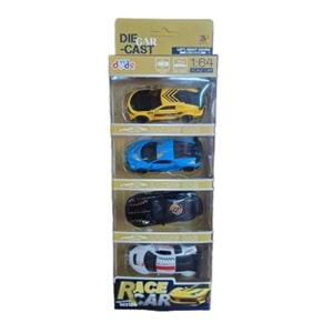Seher 1:64 Çek Bırak Metal 4 lü Spor Araba Display 6422T *72