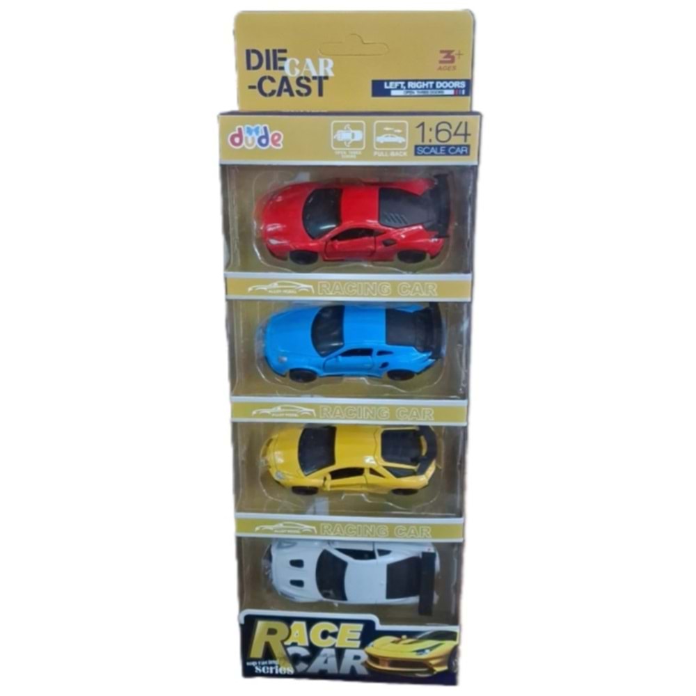 Seher 1:64 Çek Bırak Yarış Ara. Metal 4Lü Kartela 6411T *72