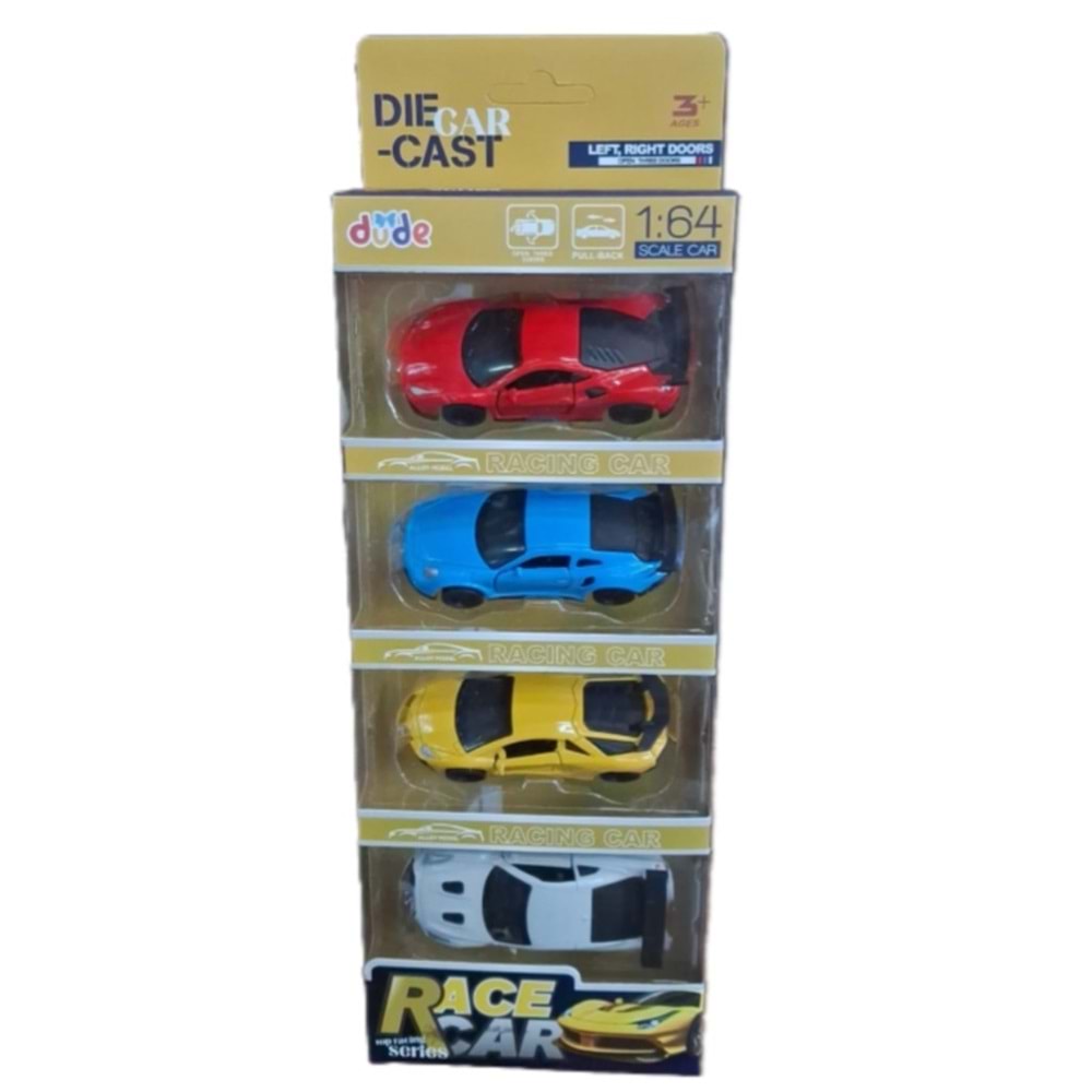 Seher 1:64 Çek Bırak Yarış Ara. Metal 4Lü Kartela 6411T *72