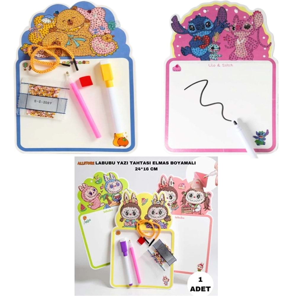 YAZI TAHTASI KARIŞIK KAREKTERLİ TAŞ YAPIŞTIRMALI 24 LÜ PKT A803 *864